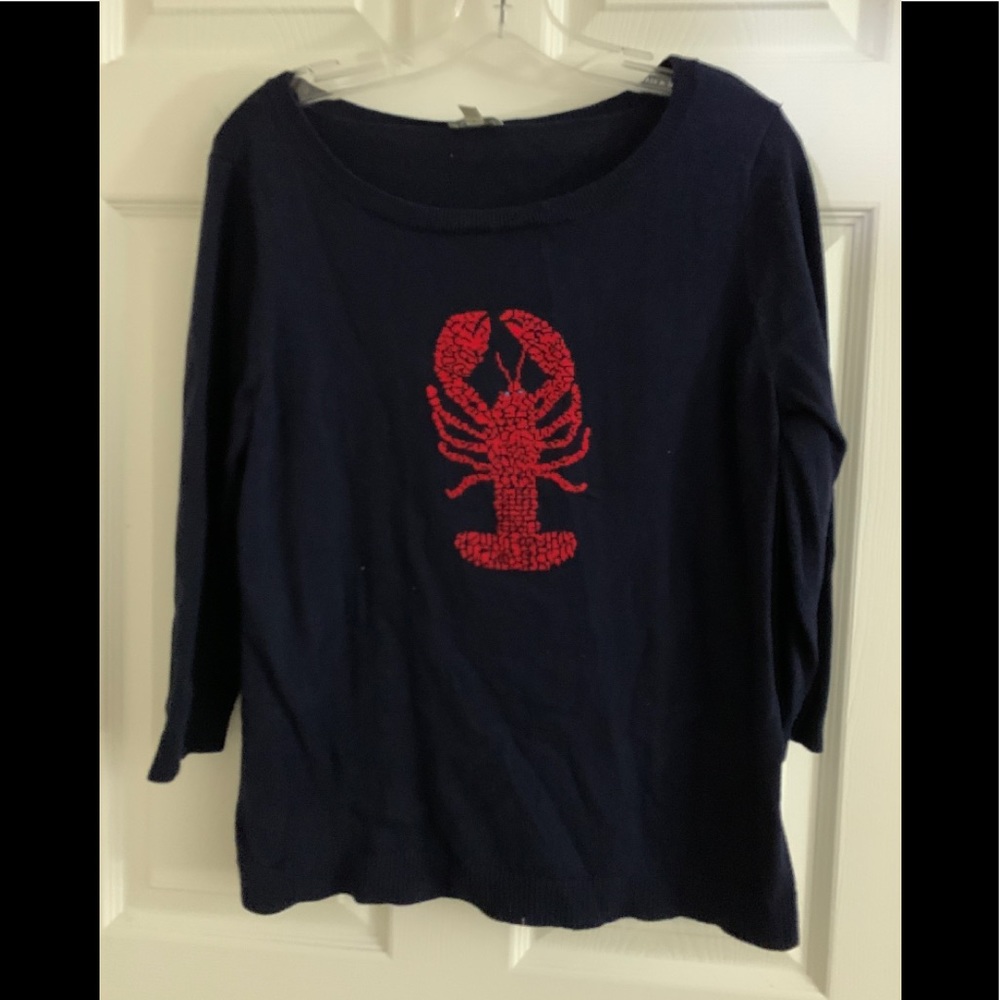Talbots Navy Lobster 3/4 Sleeve Sweater